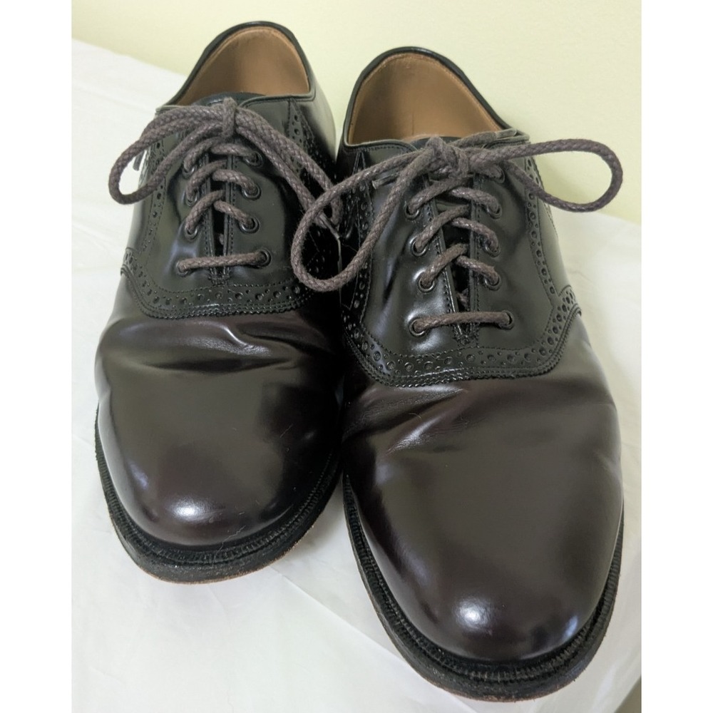 Johnston & Murphy Burgundy/Black Leather Saddle Oxfords (24-93530) - 9 3E
